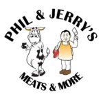 Phil & Jerry's Meats & more logo - cow and butcher cartoon images