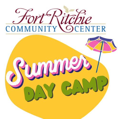 fort ritchie community center summer day camp text with beach umbrella graphic
