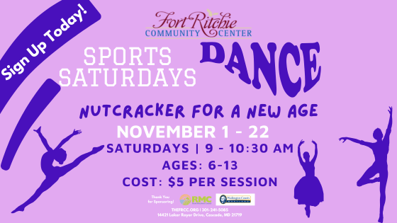 sports saturdays dance nutcracker for a new age november 1 - 22 saturdays from 9 - 10:30 am; $5 per session
